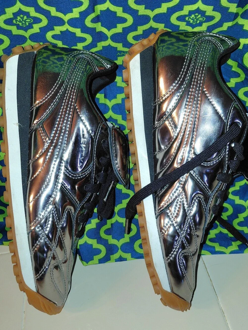 Puma Fenty Women’s Metallic Silver Low-Top Sneakers with Gum Outsole Size 8